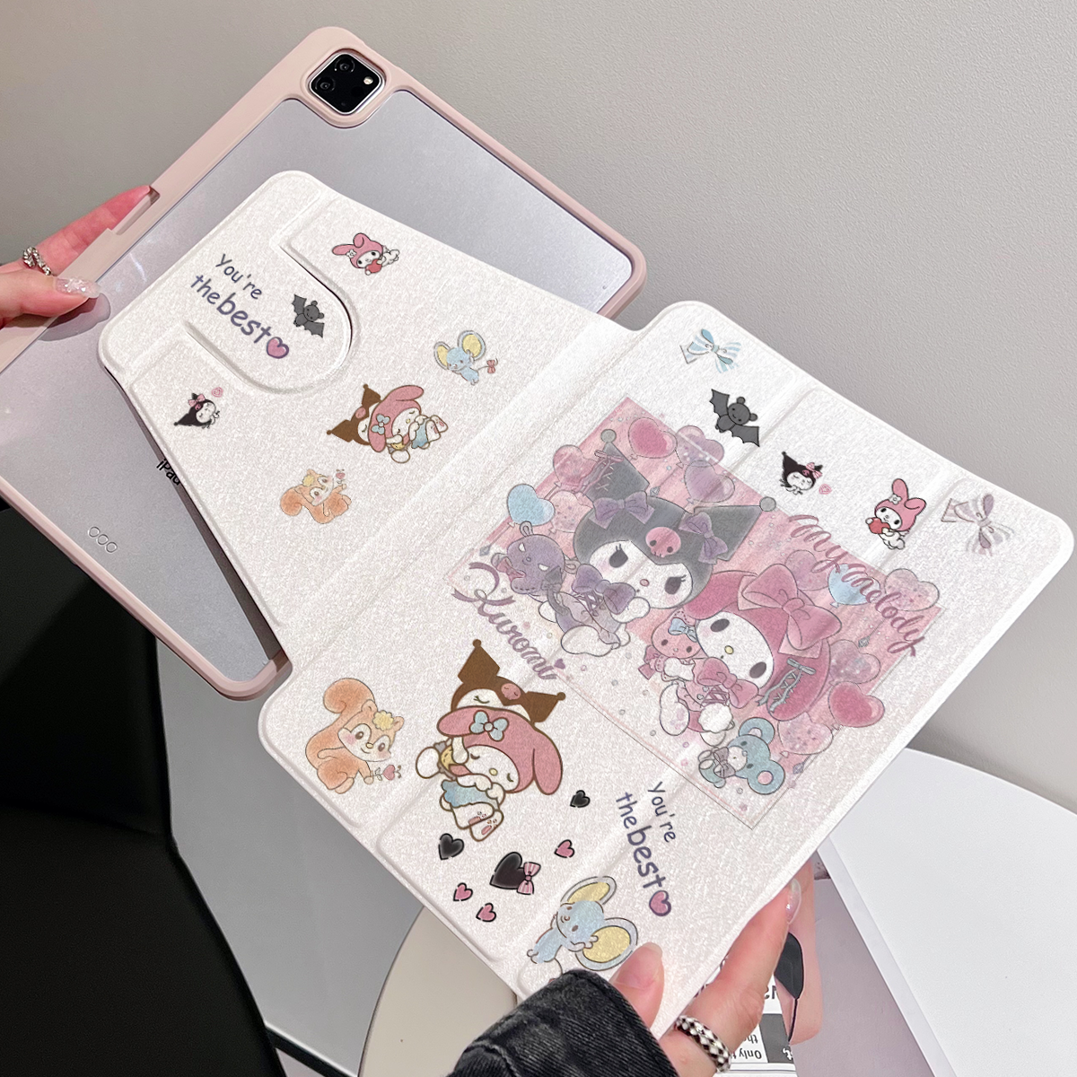 超创意【360旋转】适用ipad11a16平板保护套pro11笔槽2021款10.2寸女美乐蒂第10代10.9亚克力air45三折mini67 - 图0
