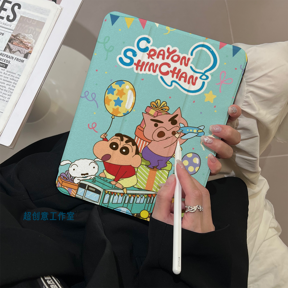 超创意【360旋转】适用2022ipad10保护套11代a16可爱小新pro11带笔槽air45亚克力mini67三折9.7全包9代10.2寸 - 图2