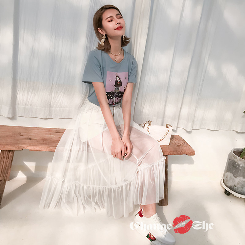 2020夏季新款简约高腰牛仔半身裙 changeshe半身裙