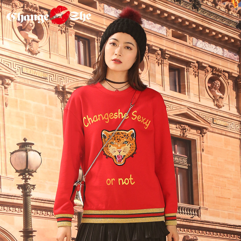 千细2020春装新品潮流套头绒衫卫衣 changeshe卫衣/绒衫