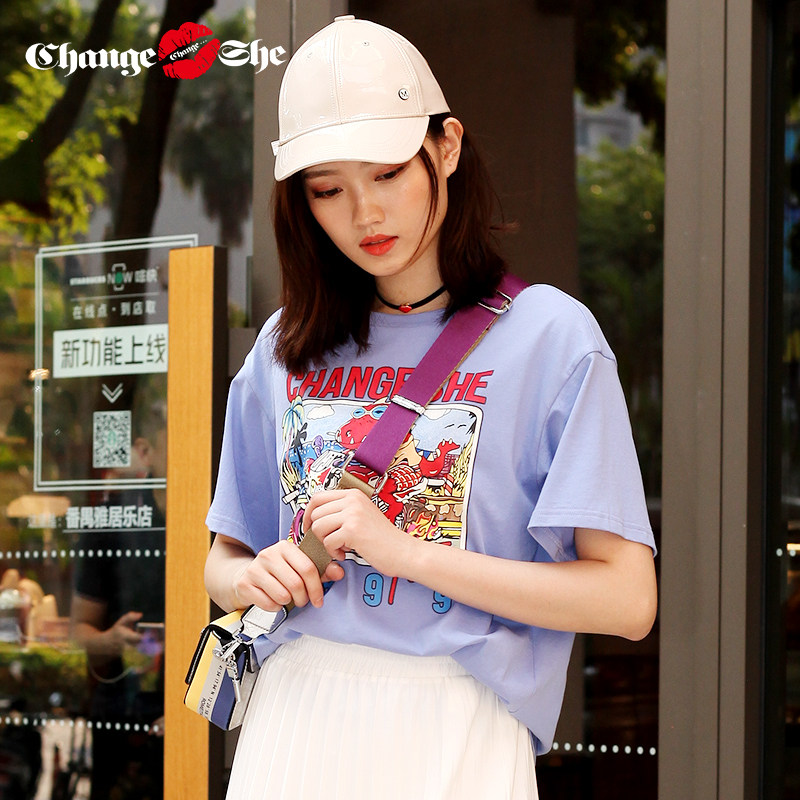 千细change she2020新款印花女t恤 changesheT恤