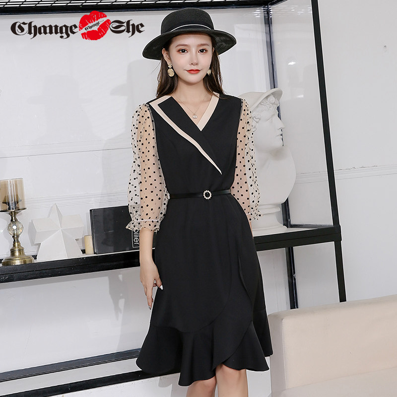 千细change she2020新款复古礼服裙 changeshe连衣裙