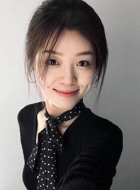 黑色波点轻奢小方巾女百搭衬衫