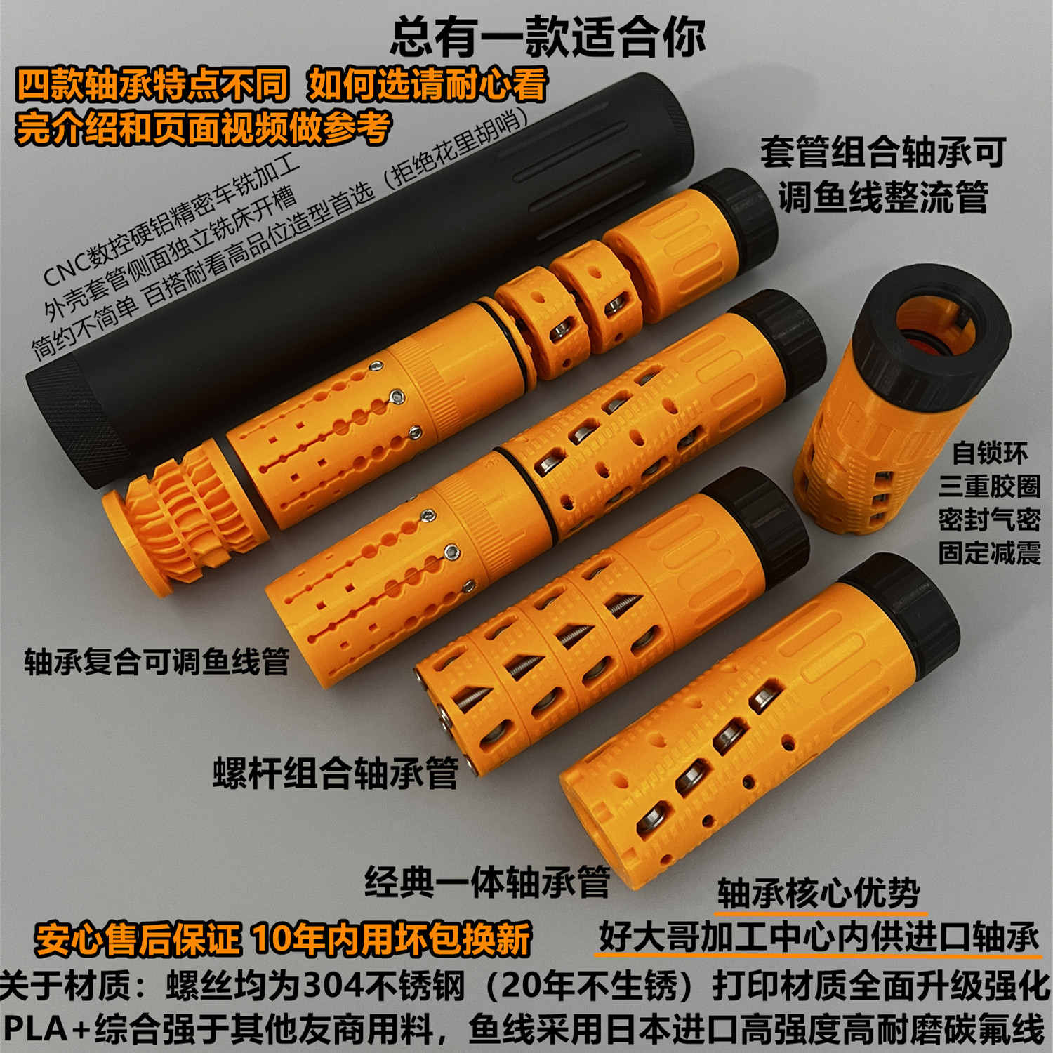 砖家Nerf短软弹螺杆组合精准轴承管超低阻高低速分CNC消管鱼线管,淘宝优惠券,粉丝福利购,淘宝优惠卷