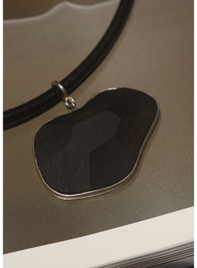 村下田言原创黑檀木切面设计项链