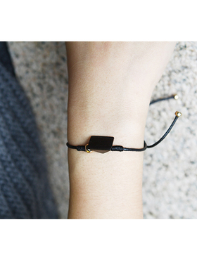 原创三角木质铆钉情侣黑檀木手链