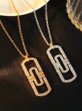 秋冬百搭大气回形针项链女长款网红毛衣链高级感项链2024年新款