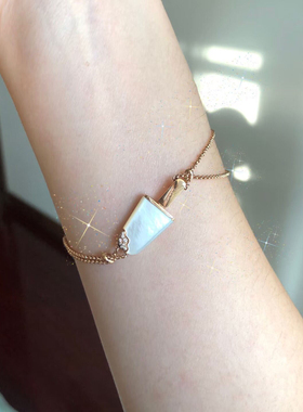 孔雀石白贝母雪糕冰棒冰淇淋冰棍雪条手链925纯银镀18k玫瑰金手环