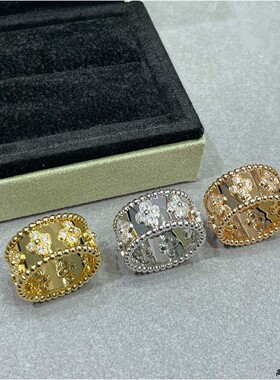 万花筒戒指纯银镀玫瑰金四叶草对戒指环首饰高级感窄版宽版ins