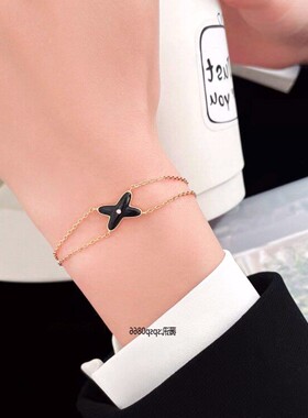 纯银交叉手链女生玫瑰金轻奢小众2024年新款精致生日礼物送女友