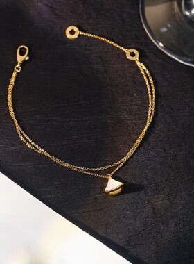 手链女生高级感女款轻奢小众925银扇形裙子手链玫瑰金2024年新款