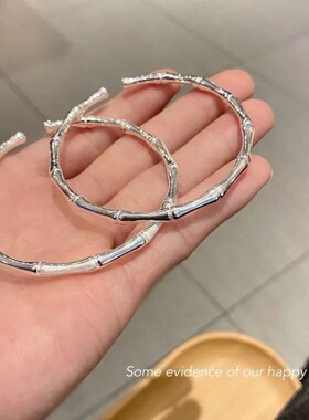 999纯银竹节足银手镯女高级感节节高升镯子实心手环小众生日礼物