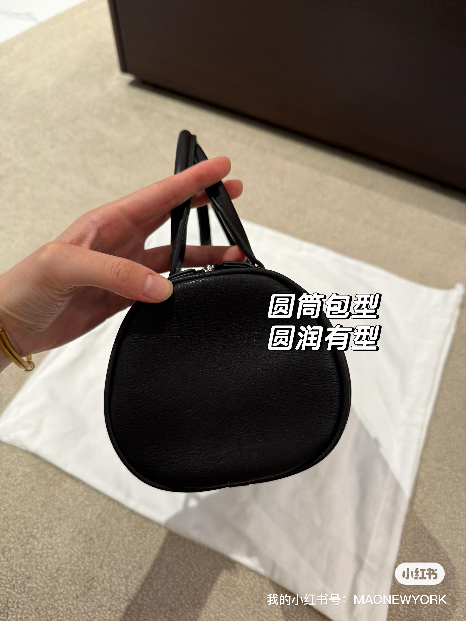 极简row风纯进口胎牛皮里外全皮手提小水桶超轻软糯有型 - 图3