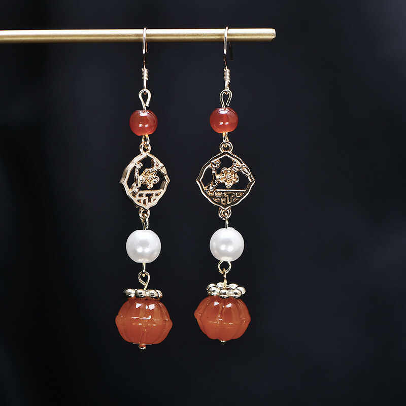 新中式花朵耳钩纯银小众气质耳环高级感国风旗袍汉服耳饰婚礼道具,淘宝优惠券,粉丝福利购,淘宝优惠卷