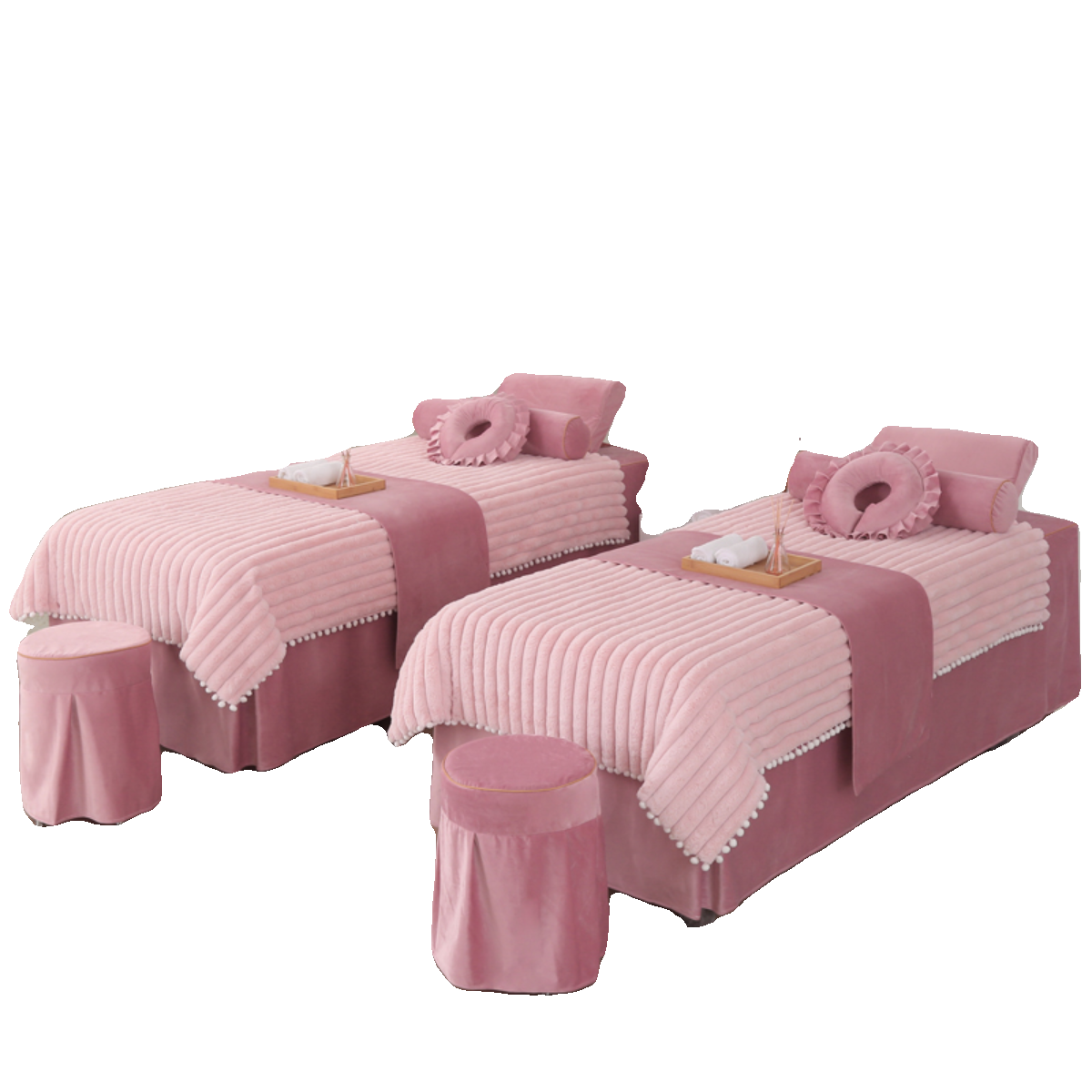 网红兔毛绒美容床罩四件套秋冬加厚保暖荷兰绒美容院床上用品定制