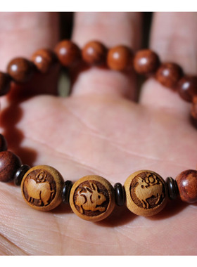 桃木三合六合十二生肖手链木局