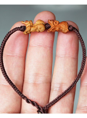 桃木生肖手链红绳子属相本命年