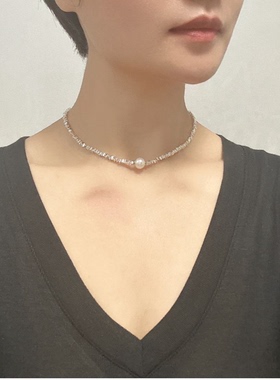 碎银子天然珍珠女款颈链简约时尚
