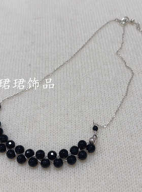 新品韩版手工编织项链女正品轻奢可遮疤痕颈链高端气质款黑色玛瑙