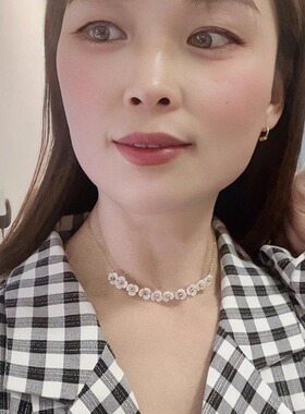 天然花朵贝壳女简约遮疤痕项链