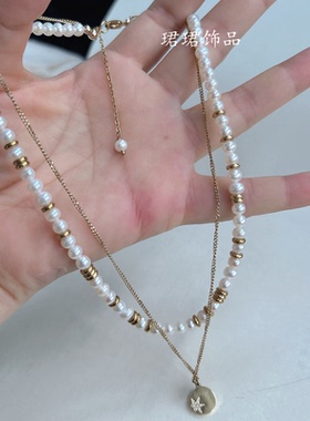 新天然淡水珍珠女士锁骨颈链经典轻奢法式叠戴baby珠防过敏吊坠赞