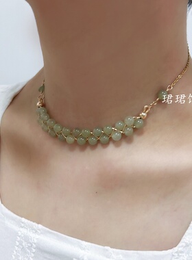 新品遮甲状腺天然和田玉纯银链
