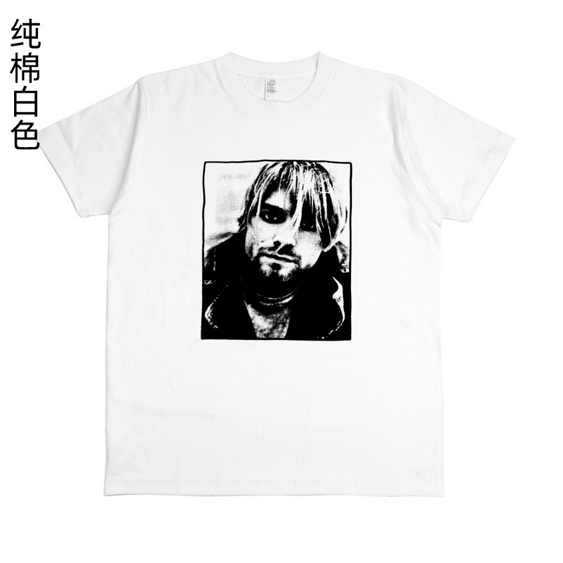 kurt cobain grunge rock punk 黑白 印花男女纯棉T体恤衫T shirt - 图2