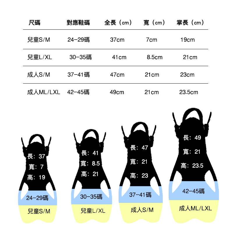 TOPIS 成人可调节式长脚蹼潜水自由深潜装备套装儿童游泳浮潜蛙鞋 - 图3