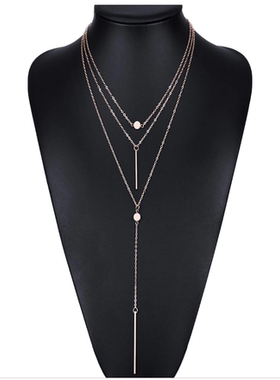 欧美风饰品礼服小圆点多层锁骨链