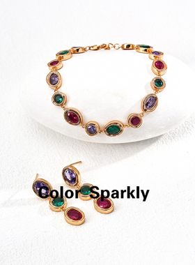 小众设计925银镀金多彩锆石手链女轻奢高级感气质简约百搭手饰