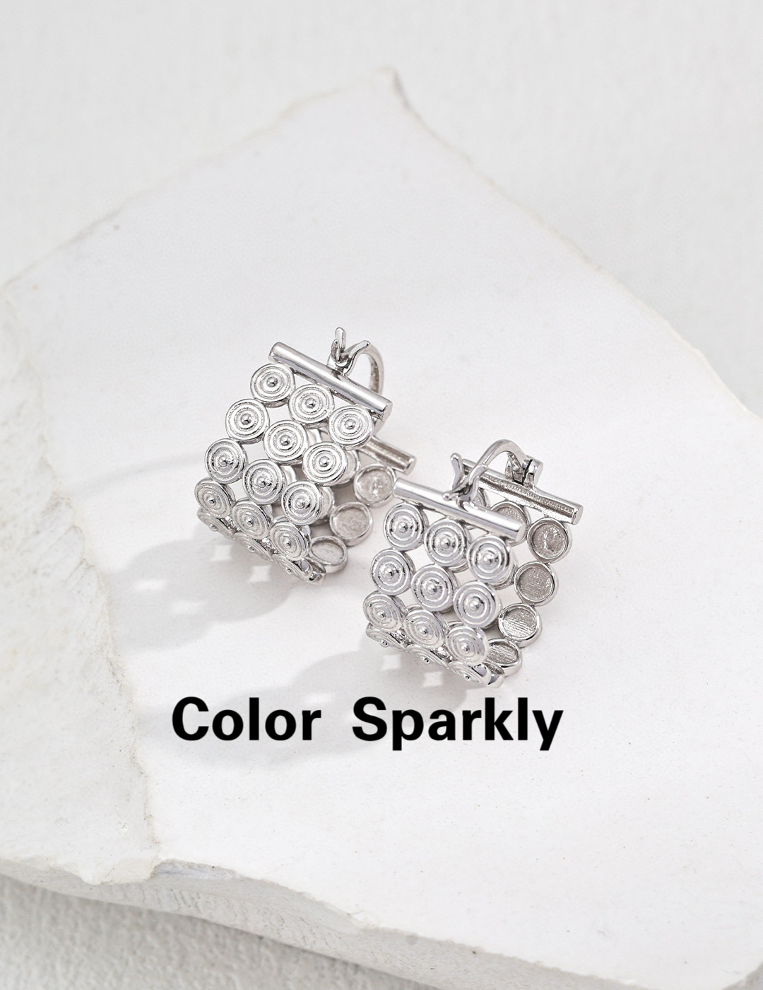 Color Sparkly 小众高级感轻奢时尚金属耳环女气质素圈新款耳环 - 图0