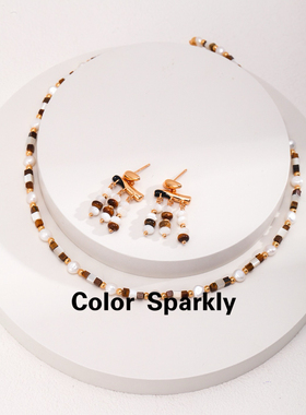 Color Sparkly小众轻奢设计925纯银虎眼石串珠项链女叠戴颈链