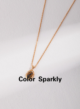 Color Sparkly 法国复古小众天然虎眼石吊坠项链锁骨链女925纯银