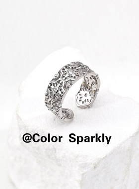 小众设计925银镀金镂空花朵戒指