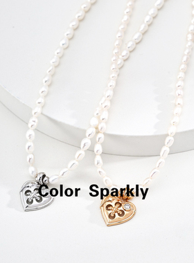 925银镀金爱心珍珠锁骨链女款