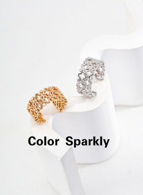 小众设计925银镀金新中式镂空戒指女轻奢高级感简约开口可调节