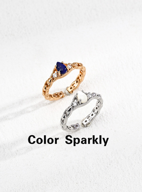 小众设计925银镀金青金石戒指