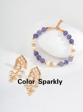 s925银天然珍珠紫锂辉手链女