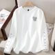 Western style large size loose slimming long-sleeved pure cotton sweatshirt