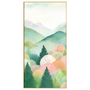 墙蛙现代玄关装饰画北欧入户壁画走廊过道艺术画原木风客厅挂画