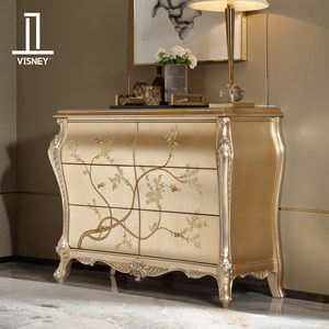 卫诗理Gertron法式奢华餐边柜豪华法式餐厅实木雕花边柜彩绘柜EF6