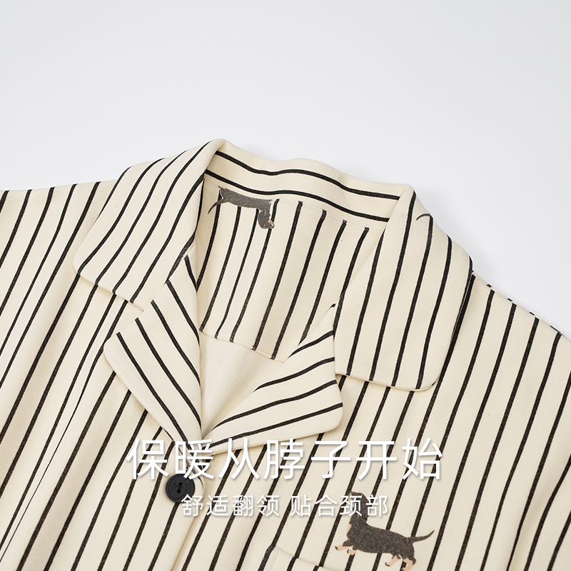 浪莎德绒睡衣情侣秋冬季长袖可爱卡通宽松大码男女保暖加厚家居服 - 图0