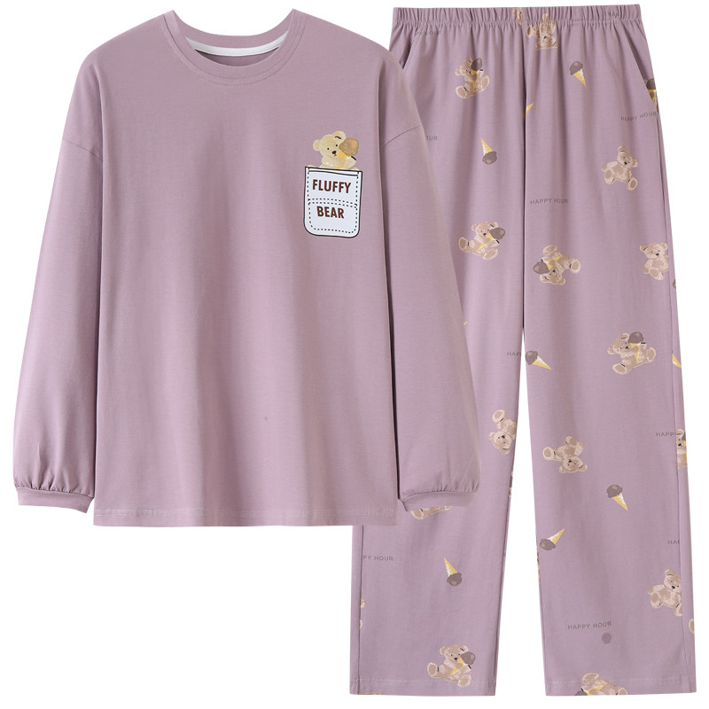 睡衣女款2025新款春秋长袖长裤卡通圆领秋季女士全棉可外穿家居服,淘宝优惠券,粉丝福利购,淘宝优惠卷