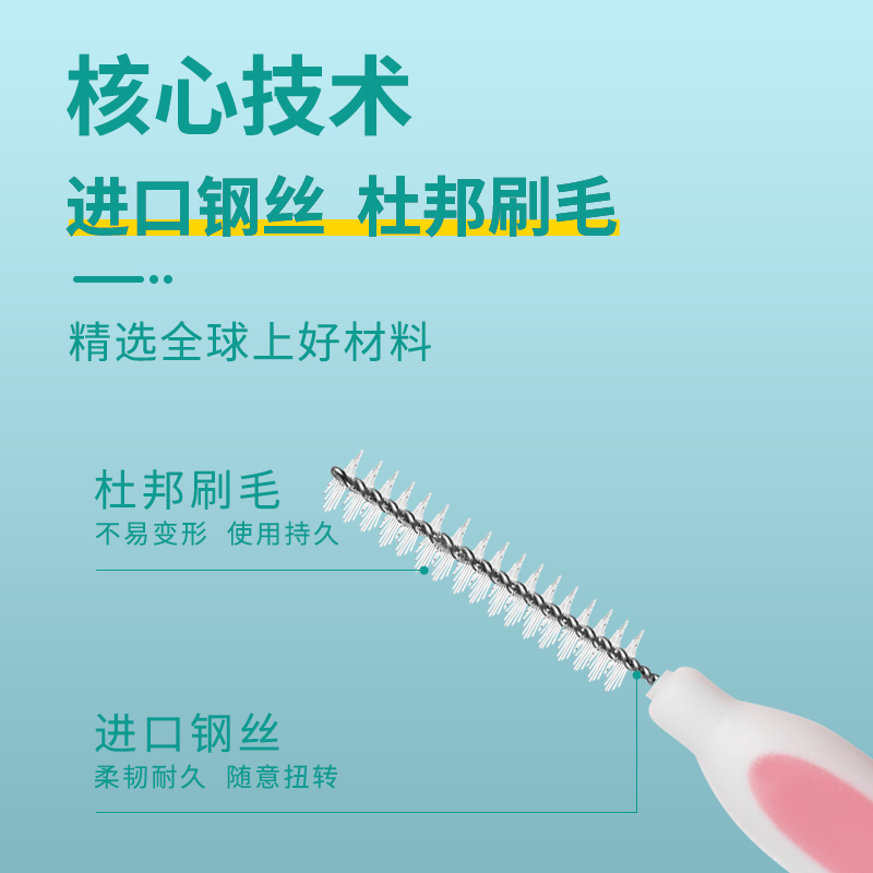 悠兔进口钢丝 L型牙缝刷矫正正畸牙齿间隙刷 杜邦刷毛清洁牙间刷