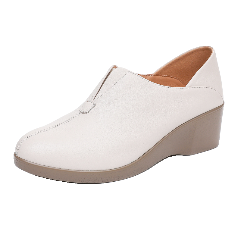 真皮坡跟妈妈鞋舒适春秋款中跟防滑软底深口单鞋女小码33休闲皮鞋,淘宝优惠券,粉丝福利购,淘宝优惠卷