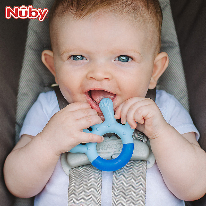 美国nuby磨牙棒防吃手宝宝咬胶牙胶 nuby母婴牙胶