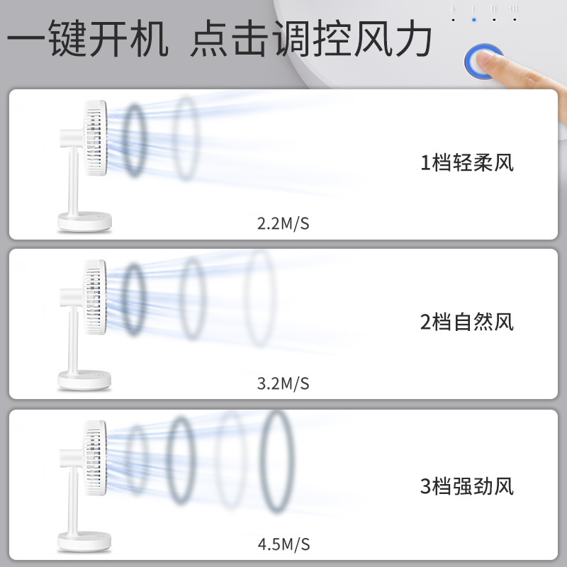 康铭电风扇家用台式大风力台扇学生宿舍办公室桌面充电小电扇强力