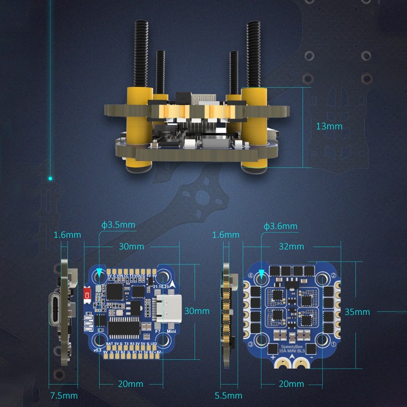 Speedybee F7Mini 飞塔 四合一35A电调 无线蓝牙调参 穿越机飞控 - 图1