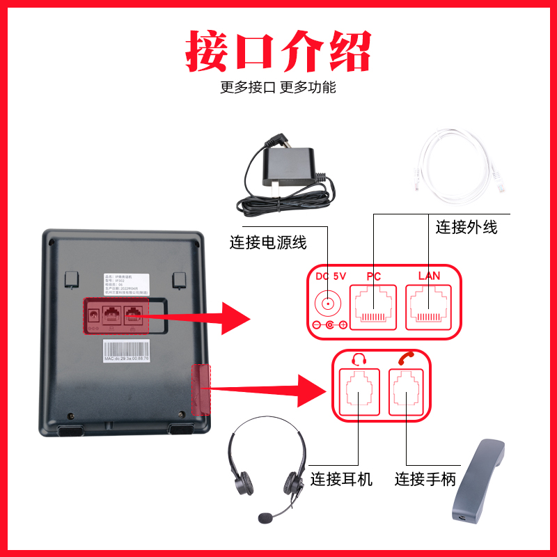 杭普IP302 IP电话SIP语音电话机客服耳机话务员公司专用耳麦座机 - 图2