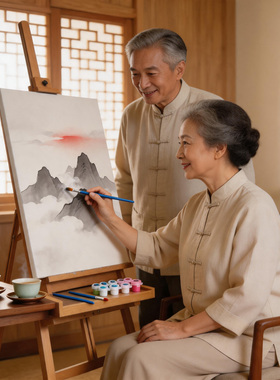 DIY数字油画山水填色老年人休闲